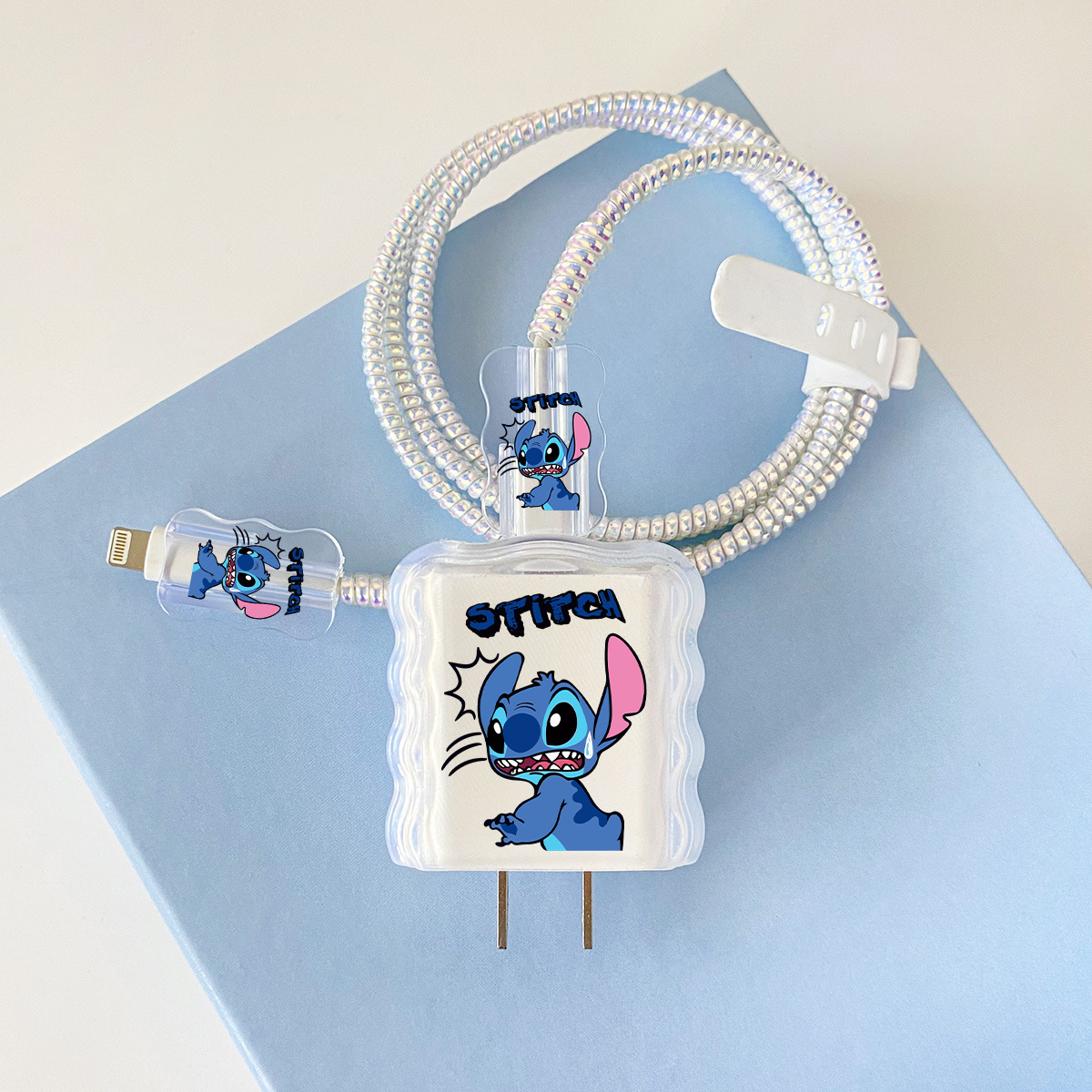 Apple 20w-A7 스티치 오버레이 헤드기어 + 물결선 클립 + 1m 레이저 흰색 로프 + 흰색 스트랩