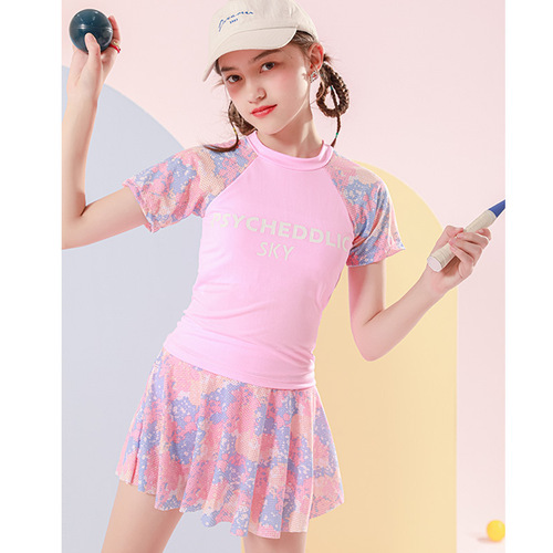 Children's swimsuit for girls, sports style, princess dress design, suitable for ages 3-11, includes small and medium children. Hot spring swimming attire.