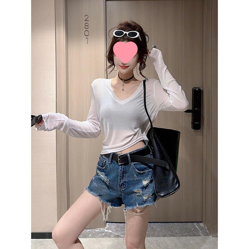 【CCDZ】夏季新品时尚百搭显瘦V领轻薄款防晒上衣女|undefined