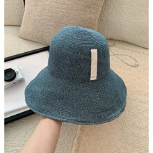 日本新款水洗草编遮阳帽女夏季防晒大帽簷度假松弛感可折叠渔夫帽