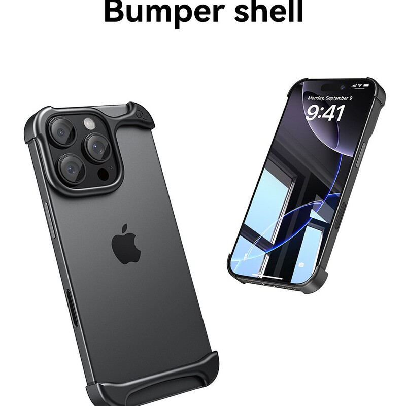 For Apple 16Pro Max Shaped Metal Corner Pad Phone Case iphone15Pro Edge-less Case 15Pro Drop-resistant