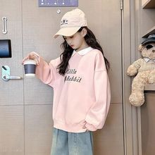 女童卫衣春秋粉色时尚韩版洋气儿童秋装POLO衫翻领上衣小女孩上衣