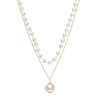 European, American, Japanese and Korean Retro Simple Fashion Necklace Niche Design Double-layer Pearl Clavicle Chain Women's Necklace Gift