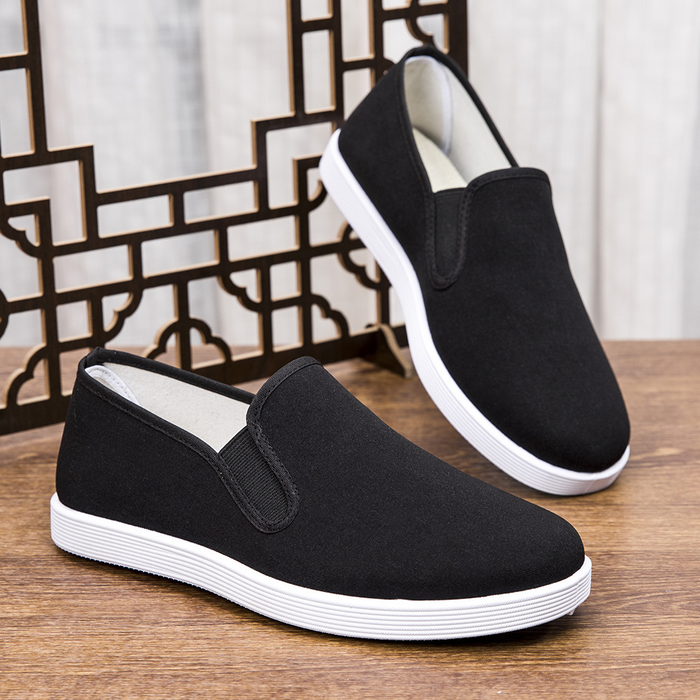 Old Beijing Men's Cloth Shoes, Tire-Soled Labor Protection Shoes, Work Shoes, Rubber-Soled Flats, Middle-Aged People's Slip-On Dad Shoes