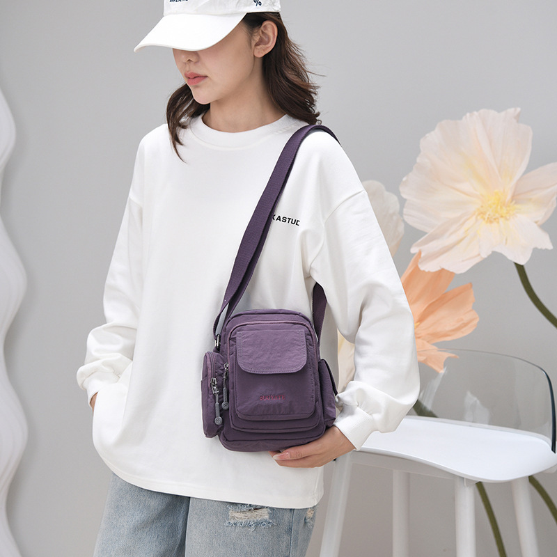 新しい女性の小さな正方形のバッグナイロン布ショルダークロスボディバッグファッション小さなバッグ女性のバッグマルチポケット女性の布バッグ軽量|undefined