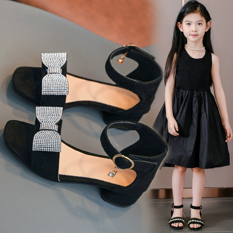 Сандалии для девочек лето 2025 новый корейский выпуск детей на высоких каблуках на высоком каблуке