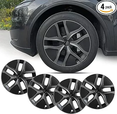 Suitable for 2025 2026 Tesla 4-Piece Model Y Juniper 19inch Wheel Hub Caps (Digər kuzov və aksesuarlar) - two-tone-black-grey