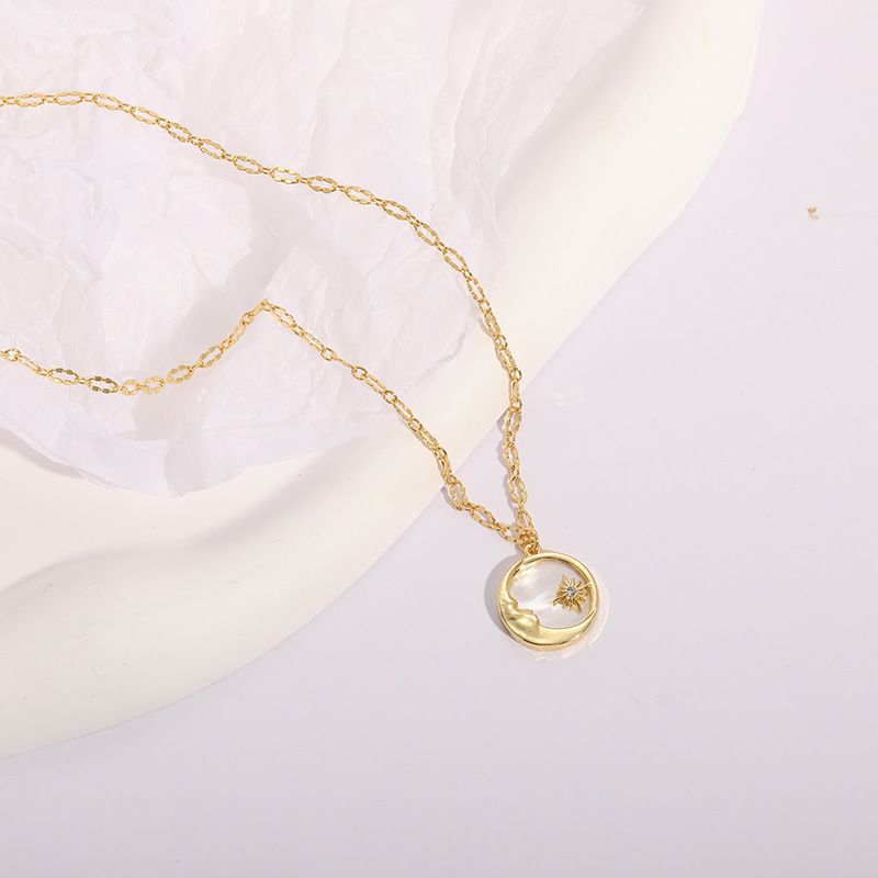 Fashion Sun Moon Copper Pendant Necklace Copper Necklaces