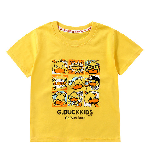 2024 Little Yellow Duck Summer Children's Pure Cotton T-Shirts for Boys and Girls Short-Sleeved Thin Casual Tops Children's Clothes Baby Summer Clothes