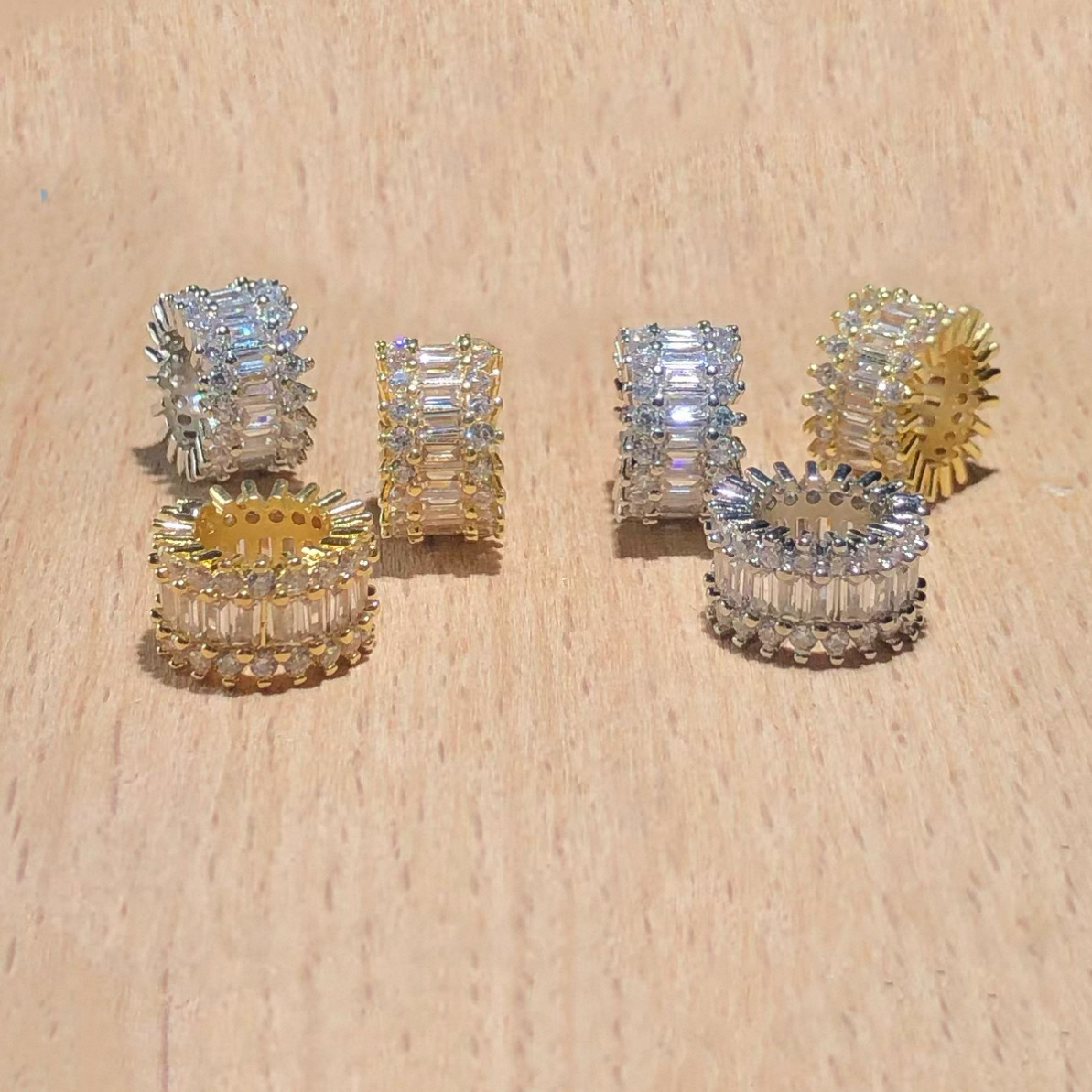 Crystal Accessories 14K Gold-Filled Color-Preserving Zircon Wheel Beads Large Hole Spacer Beads Barrel Beads Pendant DIY Bracelet Necklace with Beads