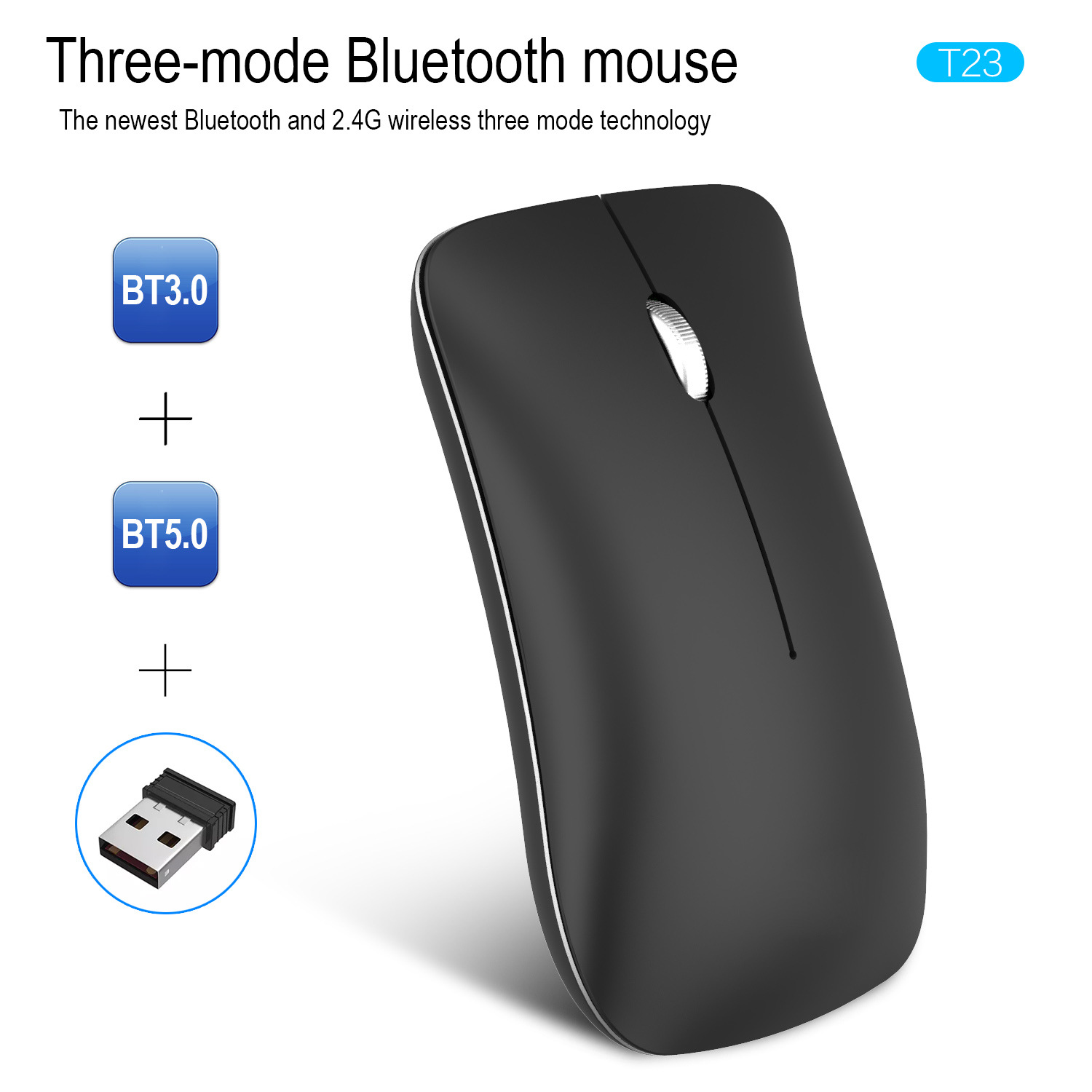 三模蓝牙2.4G无线可充电鼠标适合办公游戏mouse现货静音无线鼠标