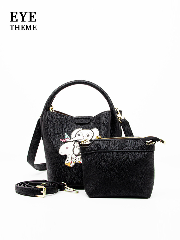 Diseño de impresión de dibujos animados bolsas de hombro de estudiantes bolsas para niños y madres con patrón de litchi en diagonal bolsas de cubos de elefantes 2673 #