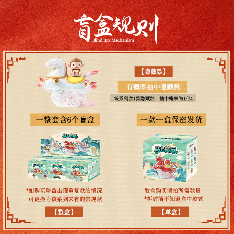 马上转运盲盒 多款式马形设计桌面摆件精美创意文化纪念盲盒批发|undefined