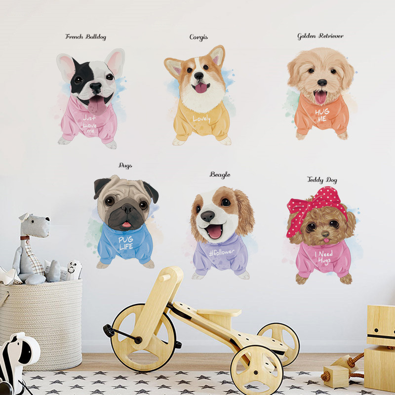 Cartoon Cute Dog Wall Stickers Children's Room Stickers Kindergarten Classroom Wall Decoration Layout Wall Stickers Pattern Cartoon Cute Dog Wall Stickers Children's Room Stickers Kindergarten Classroom Wall Decoration Layout Wall Stickers Pattern