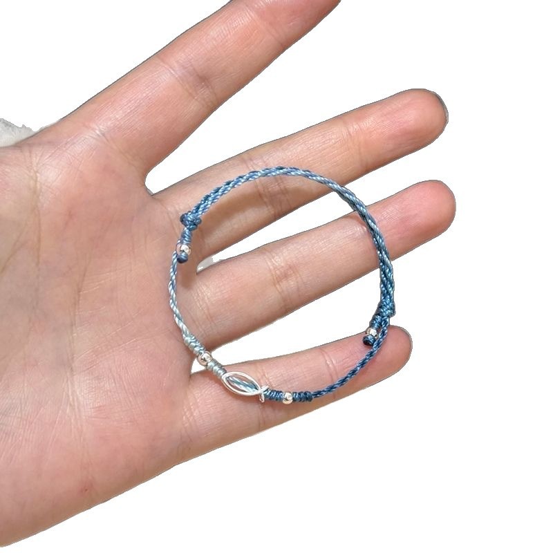 深海の魚の小さな魚の編み込みブレスレット完成品青い小さな魚のブレスレット親友へのギフトとして|undefined