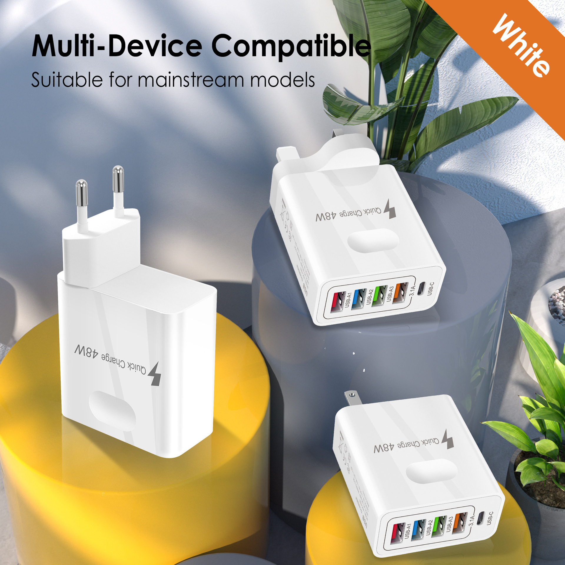 Sınır ötesi yeni ürün çoklu portlu USB şarj cihazı 5v2a Avrupa tipi-c çok fonksiyonlu hızlı şarj cep telefonu PD şarj başlığı