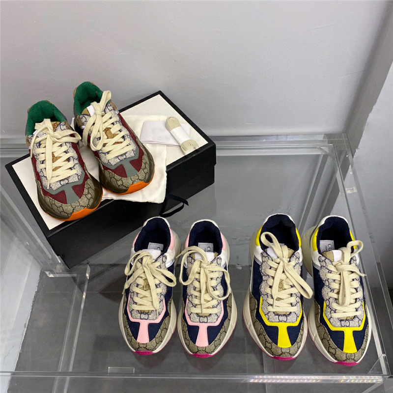 2024 New G home daddy shoes women's new color matching presbyopic colorful thick bottom hidden height increasing couple casual sneaker men