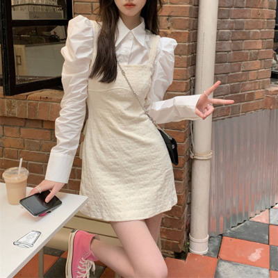 Cross border Foreign trade Sense of design Scheming Spice Girls Autumn Dress Waist Show thin By age shirt Skirt suit