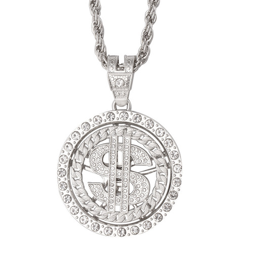American Dollar Fashion Trend Rotating Dollar Pendant Necklace HIPHOP Hip-Hop Trendy Accessories Rotating Necklace