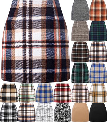 Bestselling Independent Store Item: Women's High-Waisted Plaid Skirt, Body-Hugging Wool Mini Pencil Skirt