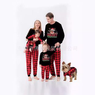 2024 autumn and winter cross-border European and American boys and girls women's clothing men's long sleeve trousers new cross-border Christmas family suit
