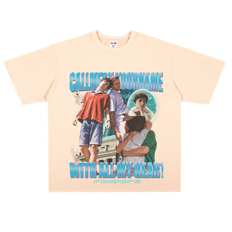 Classic movie peripheral please call me in your name loose heavy retro Street American T-shirt men and women