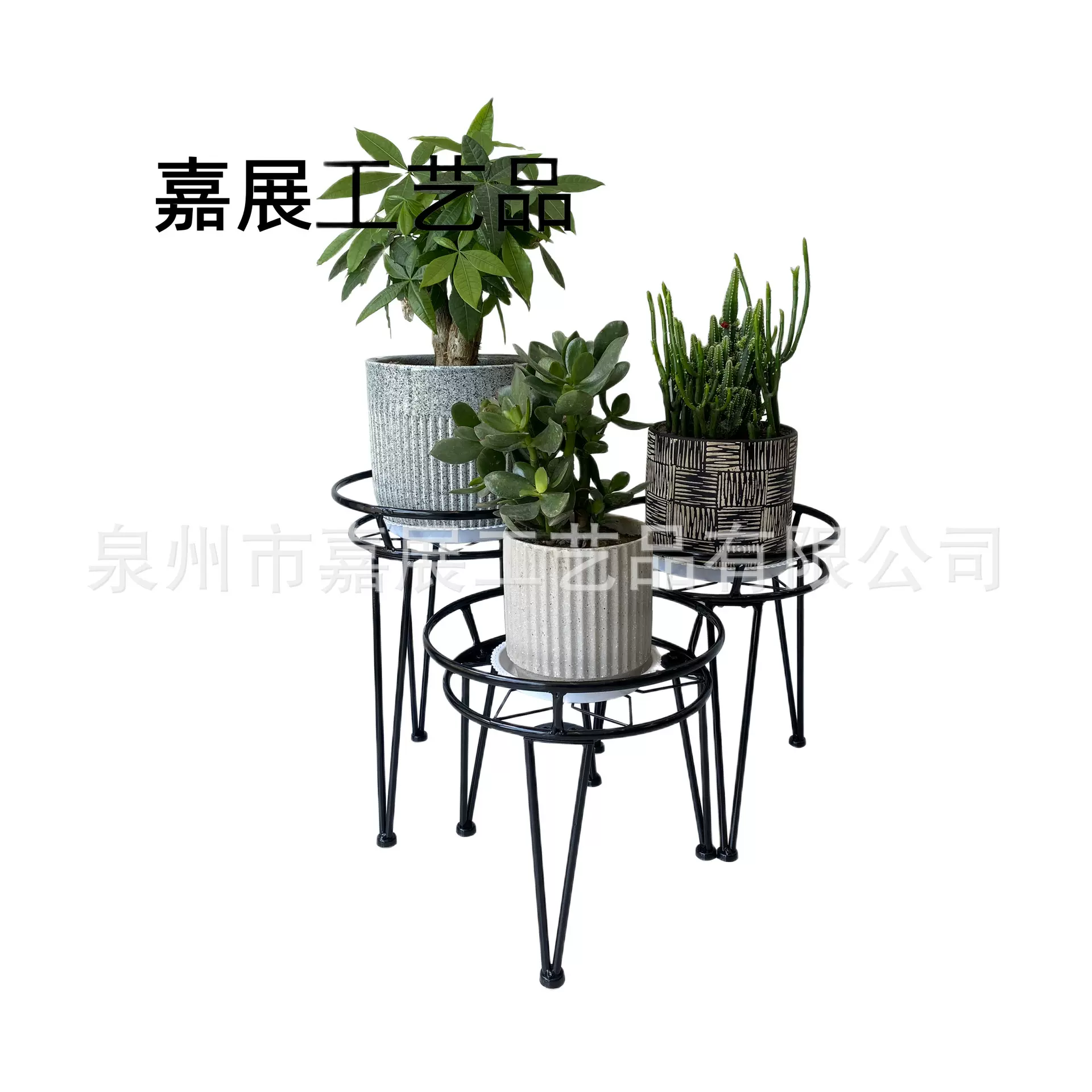 跨境客厅落地式拆卸组装花架铁艺盆栽套装多层阳台室外拆装花盆架