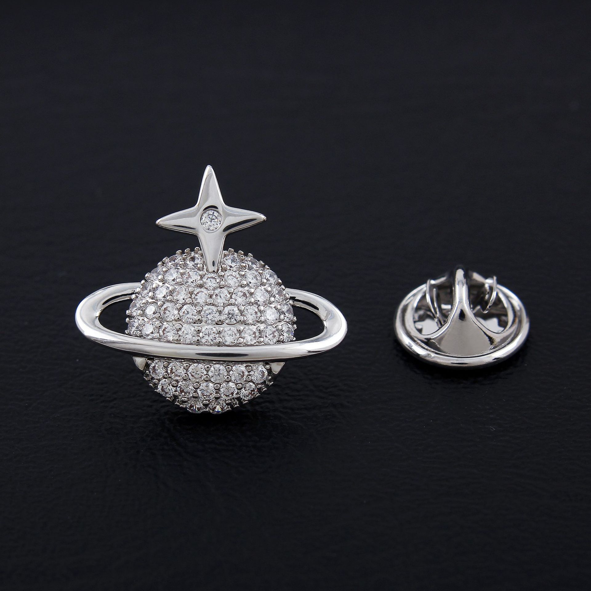 Fashionable Men's Planet Brooch, Women's High-End Micro-Inlaid Zircon Suit Lapel Pin, Multi-Functional Brooch, Anti-Exposure Buckle