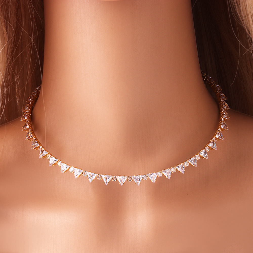 33g Weight Ig Style Shiny Oval Water Droplets Heart Shape Copper Plating Inlay Zircon Necklace 1 Piece