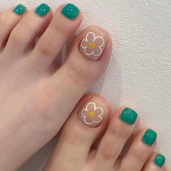 Wholesale ready-to-wear toe nail stickers 24 pieces per box, detachable, no carving, fresh green toe nail stickers