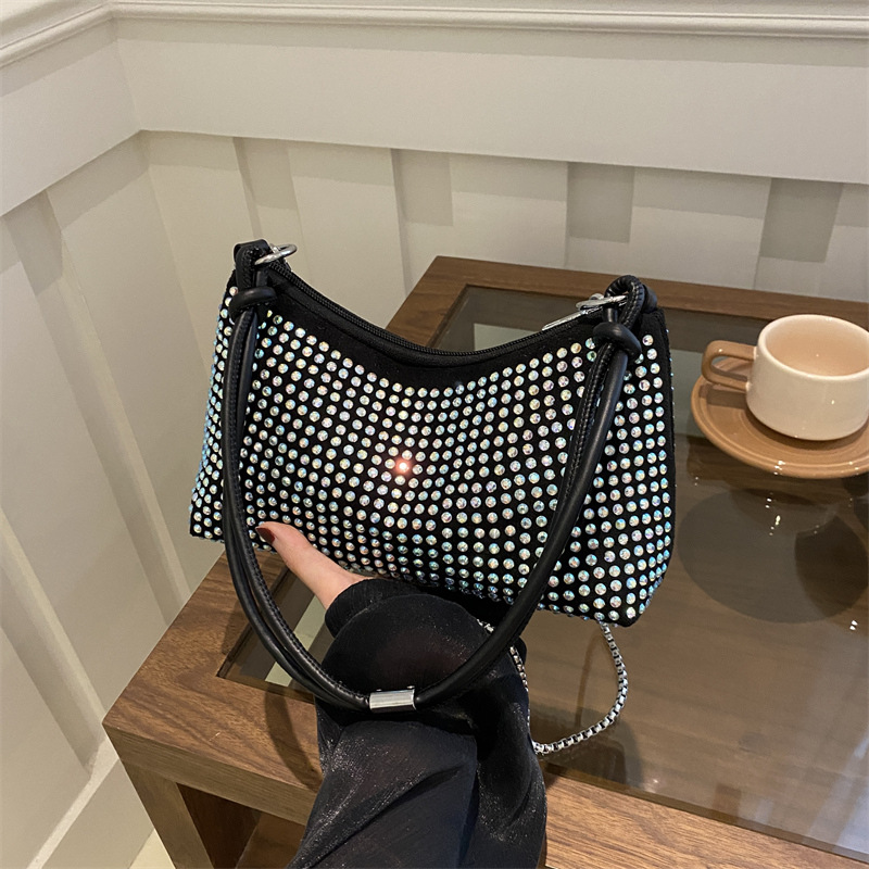 Bolso con incrustaciones de diamantes para mujer 2024 nuevo bolso de hombro de moda de alta calidad de estilo extranjero de primavera y verano bolso bandolera de todo fósforo de nicho