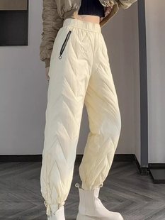 Down Pants Women's Winter Outer Wear 2024 New Fashion High-Waisted Loose Slimming Look Windproof Cold-Proof Warm Casual Cotton Pants