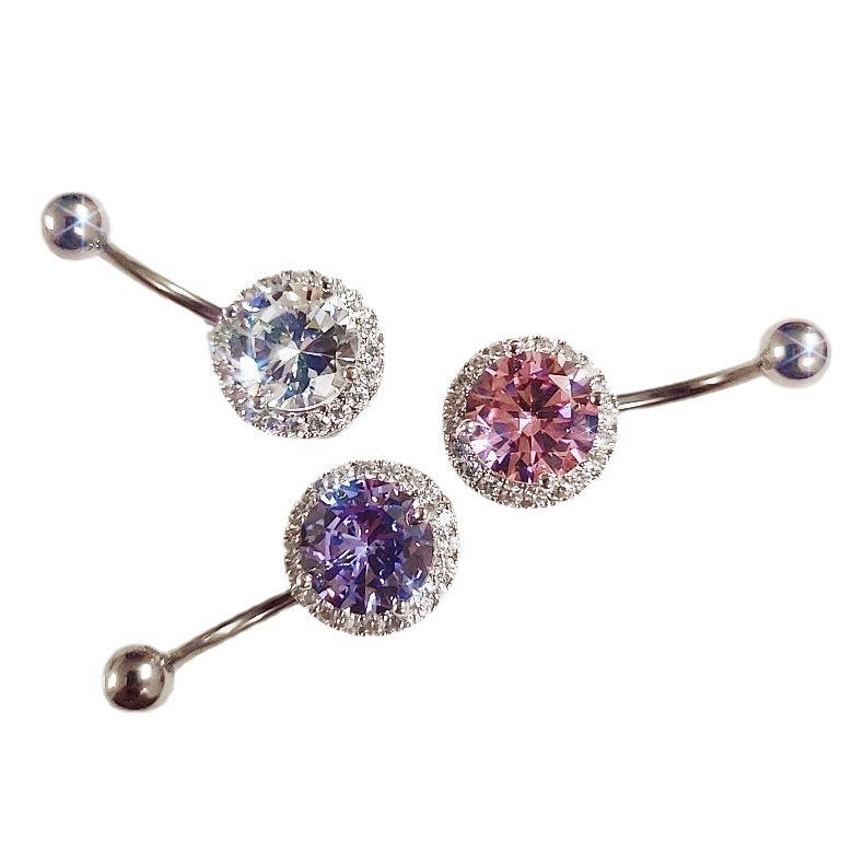 Anello per ombelico micro intarsiato in titanio puro G23 con zirconia per donna, molto venduto oltre confine_voghion.com