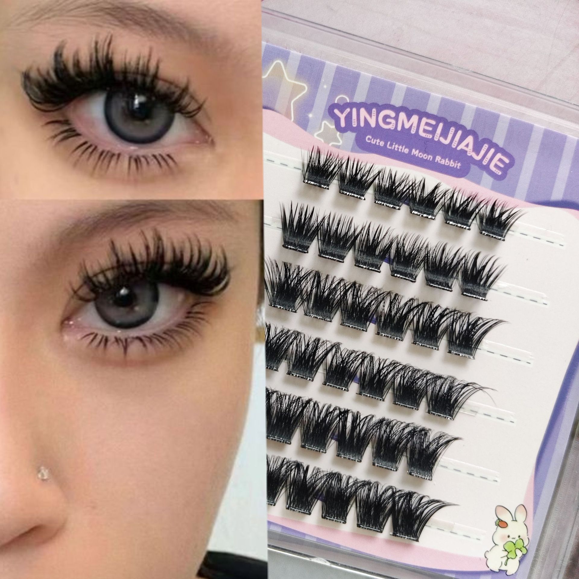 Parillas falsas transfronterizas sin pegamento, pestañas falsas europeas y estadounidenses, pestañas falsas frescas, pestañas falsas flujas naturales, pestañas falsas sin pegamento.