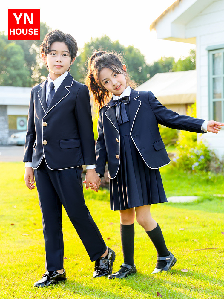 Ropa de jardín de infantes modelos de otoño e invierno trajes de niños y niñas de estilo británico