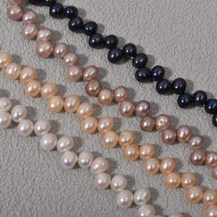New natural freshwater pearl rice beads notoginseng holes loose beads 9-10mm necklace handmade diy accessories semi-finished products