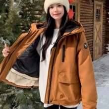 厂家直销连帽冲锋衣派克棉服女冬韩系炸街工装宽松加厚棉衣短外套