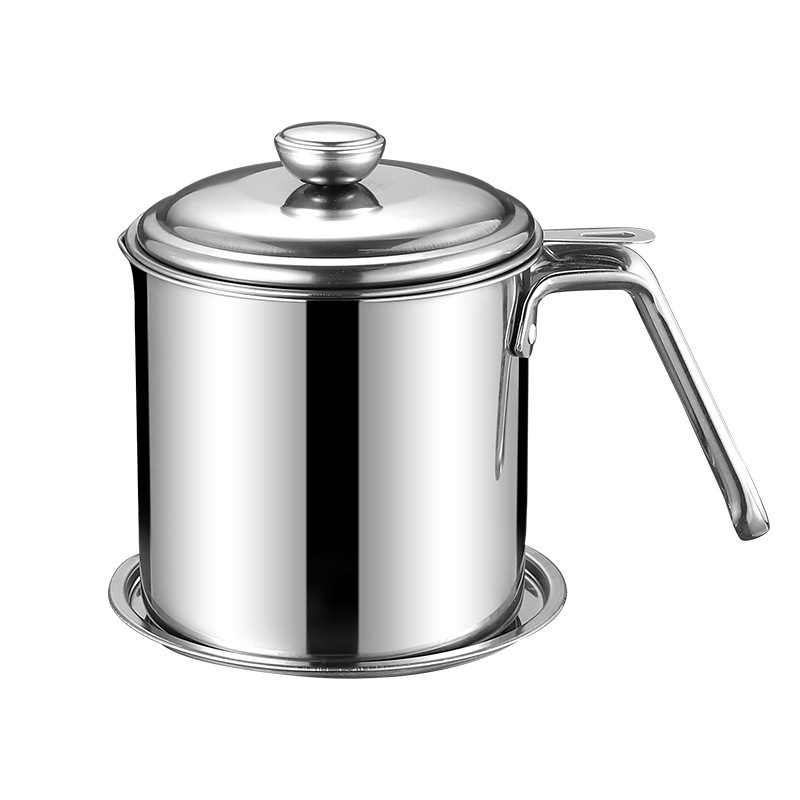 304 FILTRO DE ACERO INOXIDABLE olla de aceite hogar botella de vertido de aceite cocina con tapa filtro tanque de aceite de cerdo tanque de aceite filtro de aceite olla