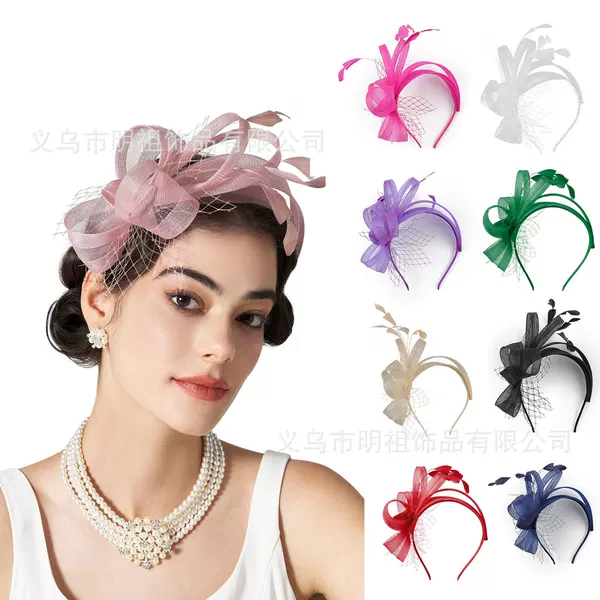 Amazon's New Headband Feather Headdress Retro European and American Headband Hair Accessories Horse Racing Festival Creative Headband
