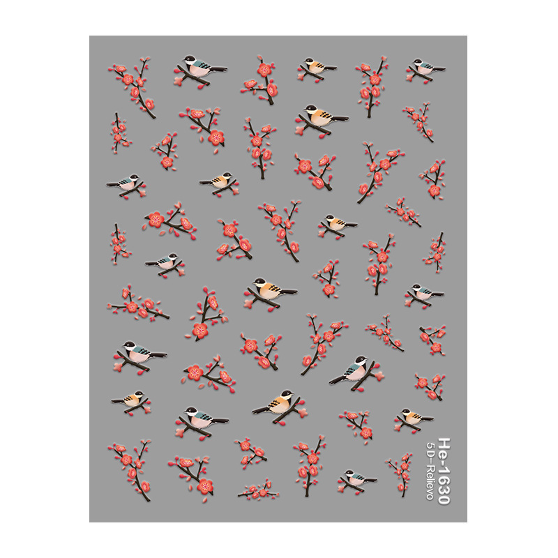 Redanco5D Embossed Ins Popular Cartoon Nail Stickers Plum Blossom 3D Nail Stickers Journal Accessories He1630 Redanco5D Embossed Ins Popular Cartoon Nail Stickers Plum Blossom 3D Nail Stickers Journal Accessories He1630