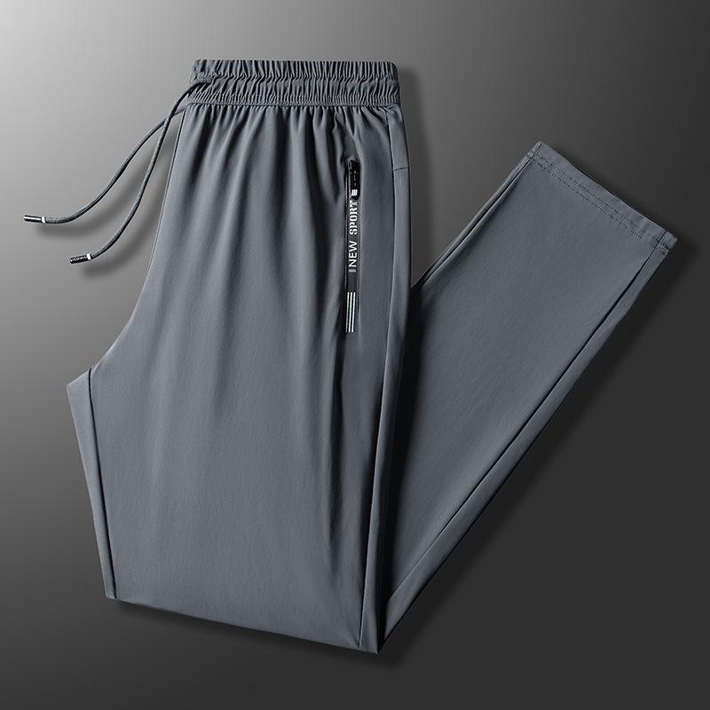 Aumentar el tamaño delgado aire acondicionado de secado rápido hombre gordo de verano pantalones deportivos de tamaño grande para hombres pantalones casuales de seda de hielo para hombres