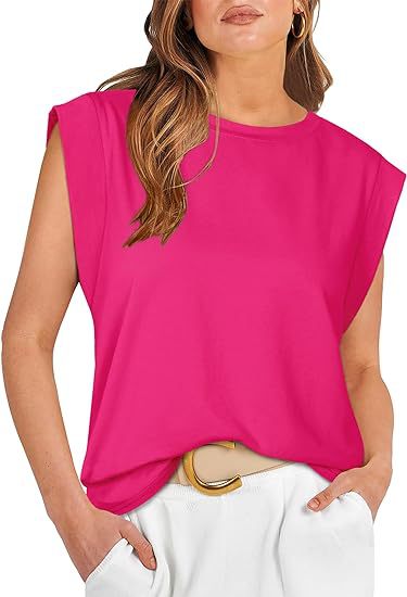 210g Weight Sleeveless Sleeve Length Pullovers Placket Type Raglan Sleeve Sleeve Type Cotton Fabric Type Long Top Length T-shirt Tops Type Holiday, Daily Occasion Round Neck Neckline Loose Fit Type Stripe, Solid Color Pattern Summer, Spring Season Women's Gender Casual Style Wholesale Women's Casual Stripe Solid Color Sleeveless T-Shirts 8