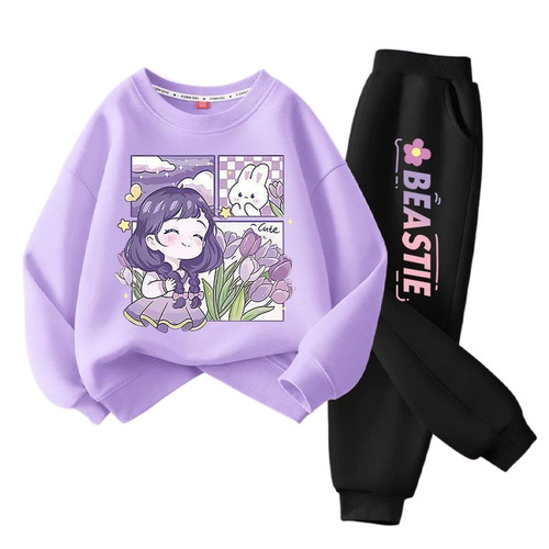 Spring and autumn casual sweater set 2025 new children's clothing, middle age children's clothing, autumn clothes, thin two-piece set, trendy style