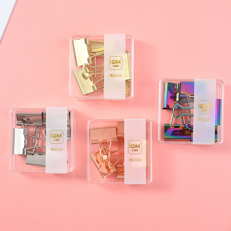 Lidemei ins estilo chapado en oro rosa chincheta larga cola clip de papel multifuncional oficina creativa combinación traje