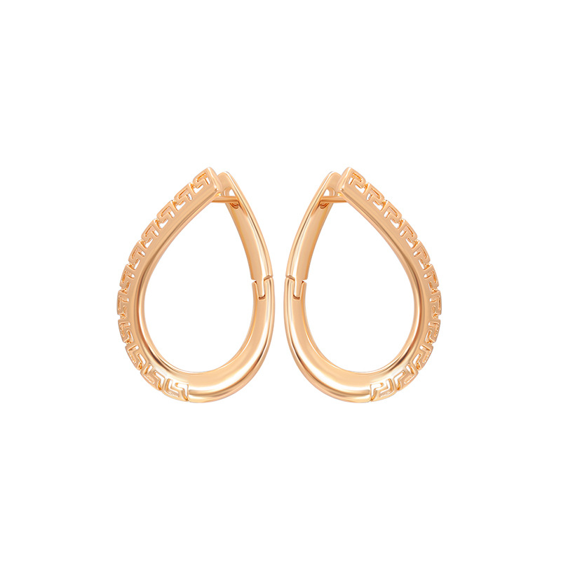 Xuping estilo retro nicho personalidad exagerada aguja recta hebilla de aleación de cobre geométrica gota de forma de aretes personalizados rusos