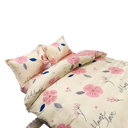 Small fresh pure cotton four-piece set ins cotton three-piece dormitory bed sheet quilt cover printed bedding four-piece set wholesale