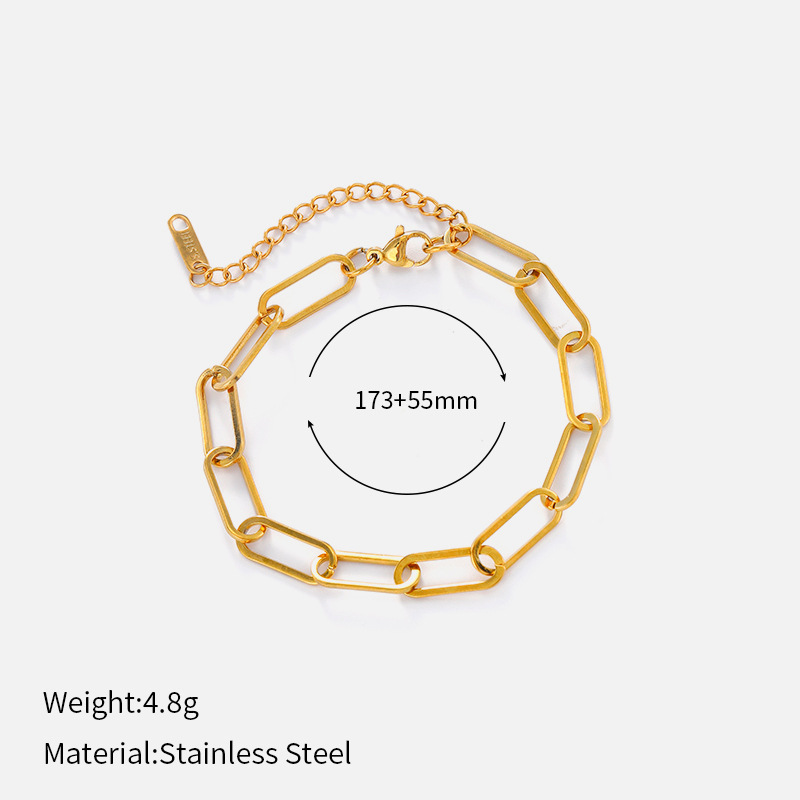 ヨーロッパとアメリカのクロスボーダーシンプルなステンレス鋼の太いブレスレット電気メッキ 18 K ゴールドチェーンブレスレットヒップホップスタイルチタン鋼ブレスレット|undefined