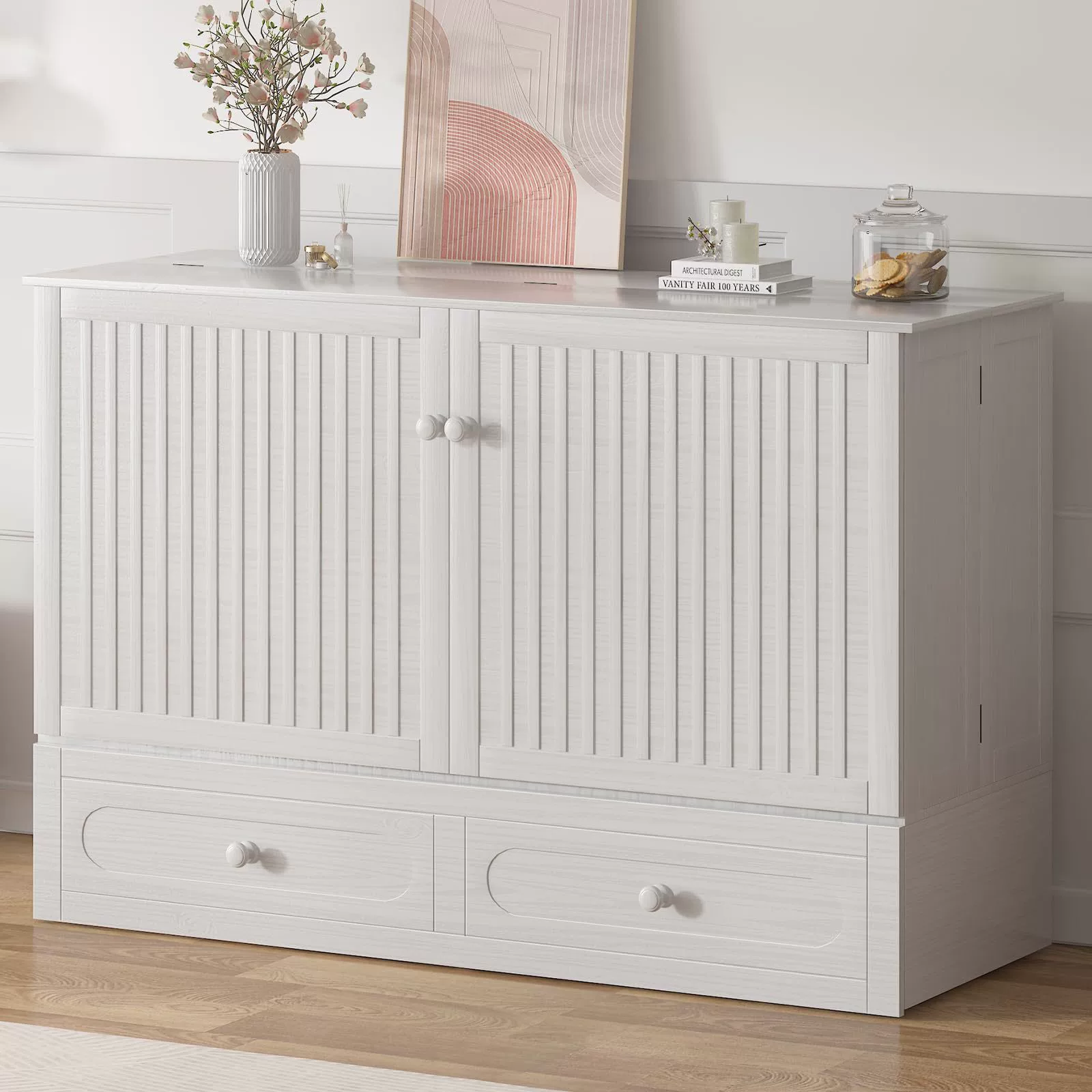 Кровать-шкаф Amazon с интегрированной тумбочкой из массива дерева, выдвижным ящиком, многофункциональная кровать для хранения в малогабаритной квартире