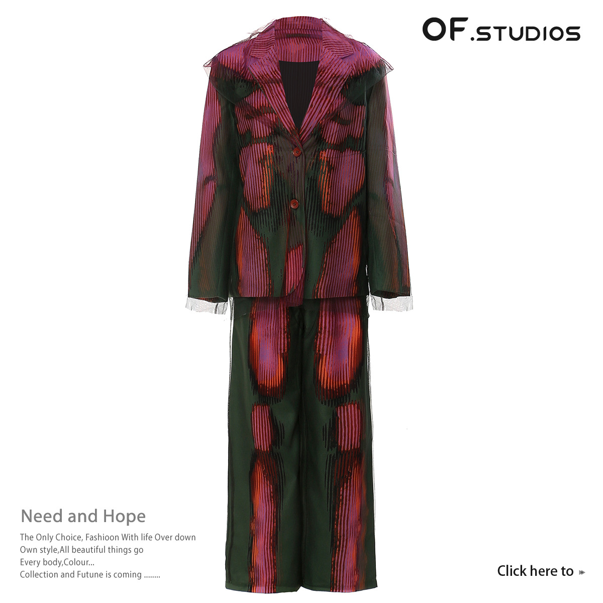 25春新款  个性涂鸦网纱拼接印花两件套时尚套装1642