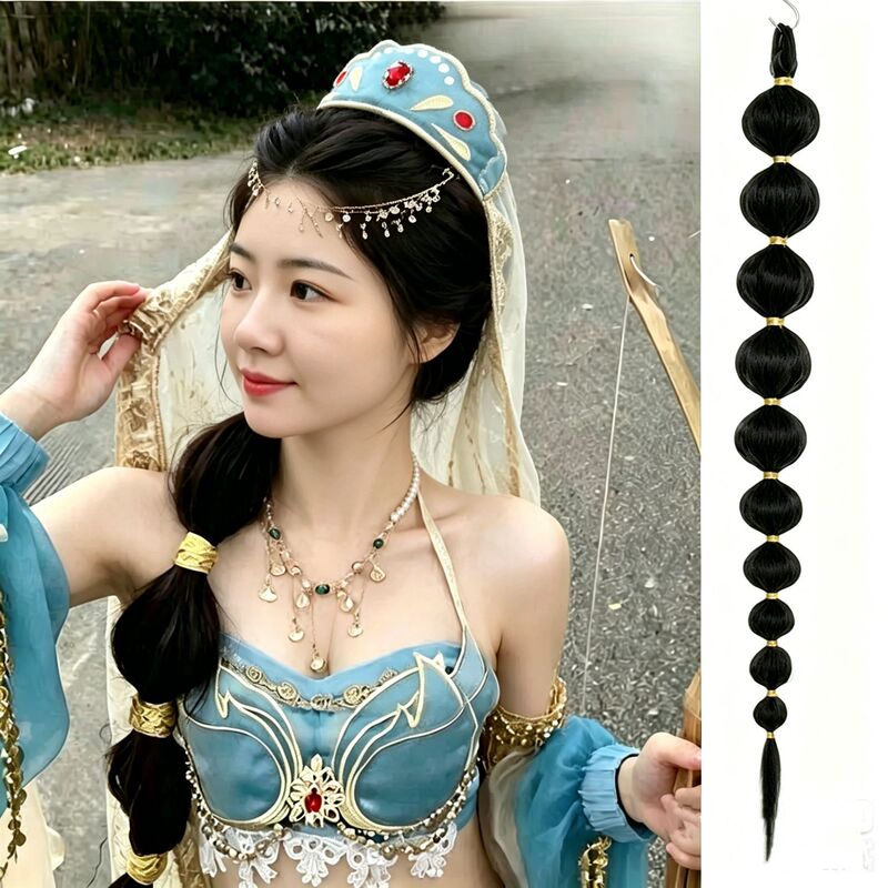 Jasmine Princess Style Lantern Braid Ponytail Bubble Braid Dreadlock Wig Ponytail Dreadlocks Trendy Braids Double Ponytails